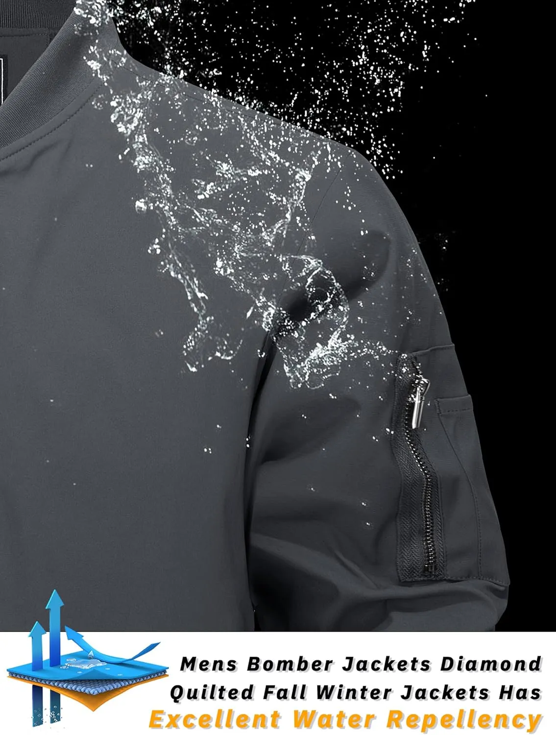 TACVASEN Men's Bomber Jackets Thermal Quilted Jacket Water Resistant Warm Winter Coats