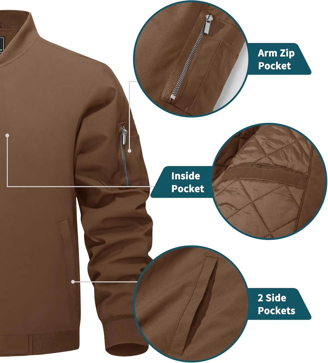 TACVASEN Men's Bomber Jackets Thermal Quilted Jacket Water Resistant Warm Winter Coats