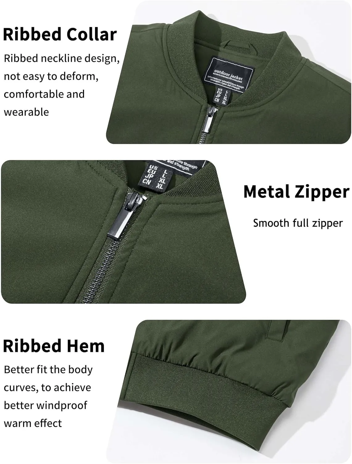 TACVASEN Men's Bomber Jackets Thermal Quilted Jacket Water Resistant Warm Winter Coats