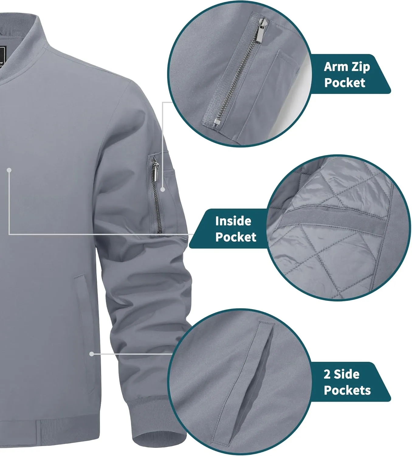 TACVASEN Men's Bomber Jackets Thermal Quilted Jacket Water Resistant Warm Winter Coats