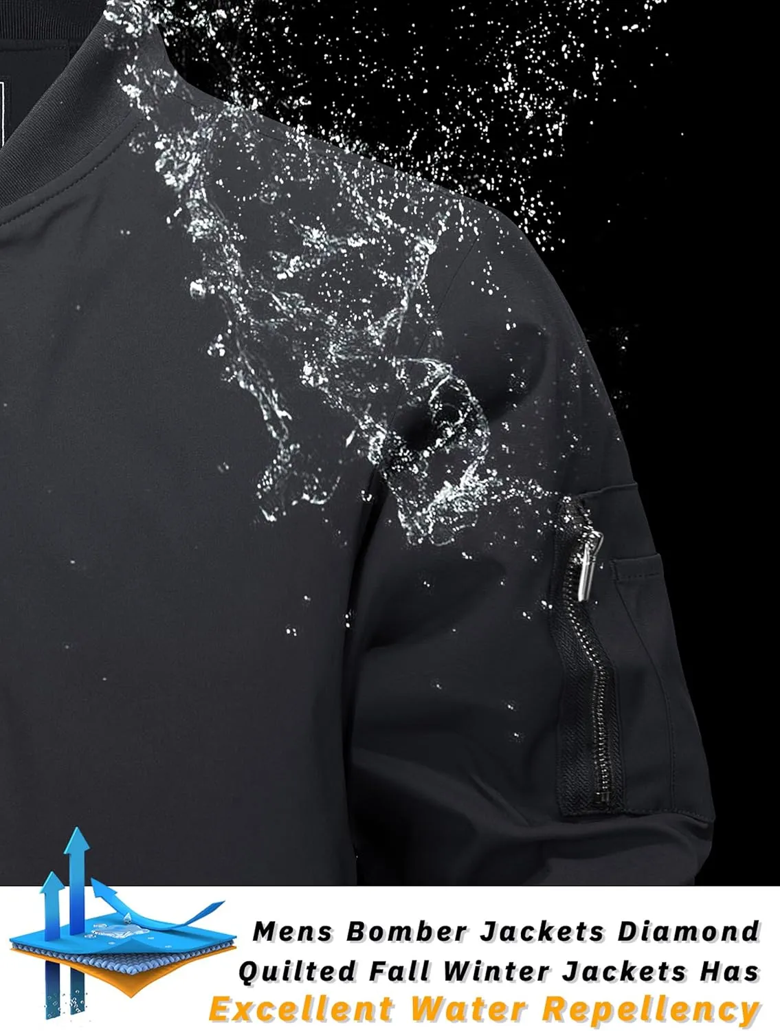 TACVASEN Men's Bomber Jackets Thermal Quilted Jacket Water Resistant Warm Winter Coats