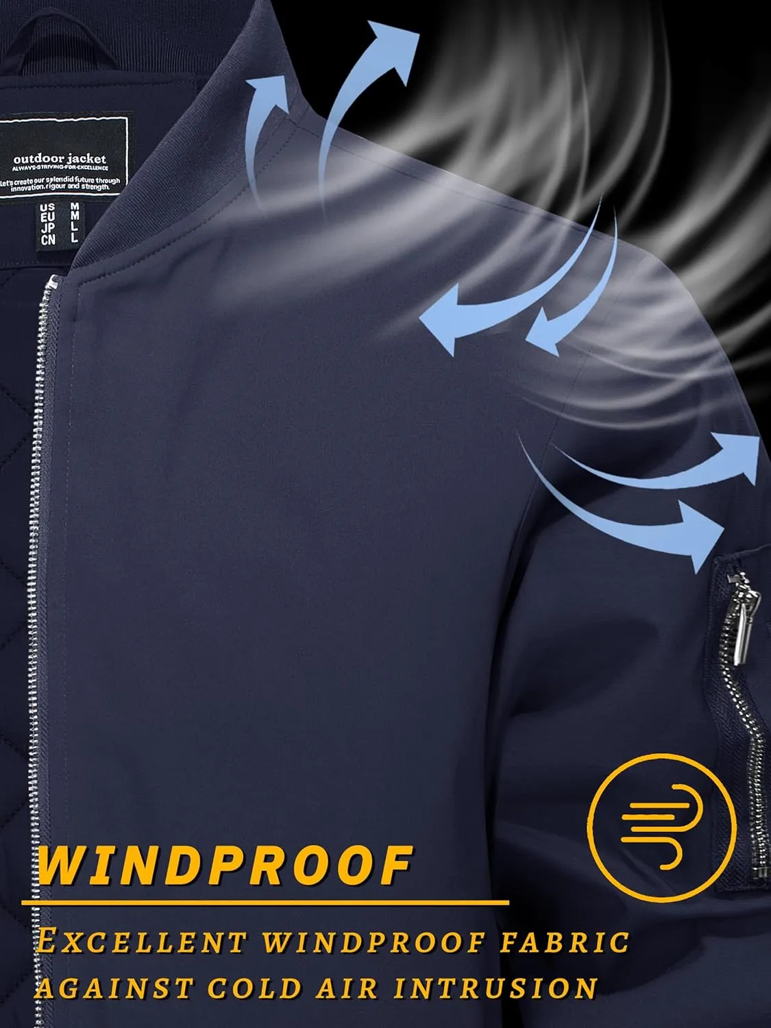 TACVASEN Men's Bomber Jackets Thermal Quilted Jacket Water Resistant Warm Winter Coats