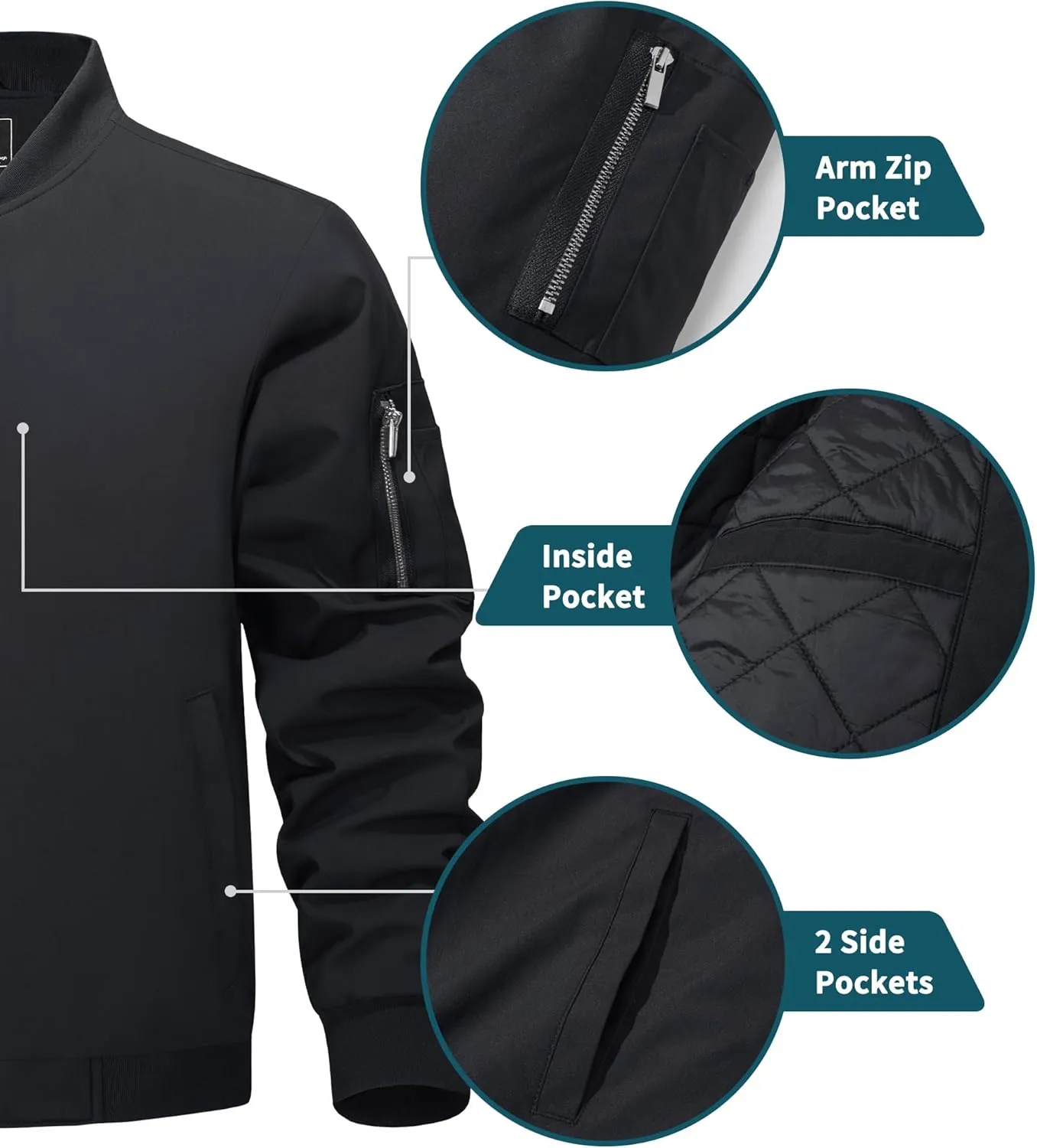 TACVASEN Men's Bomber Jackets Thermal Quilted Jacket Water Resistant Warm Winter Coats
