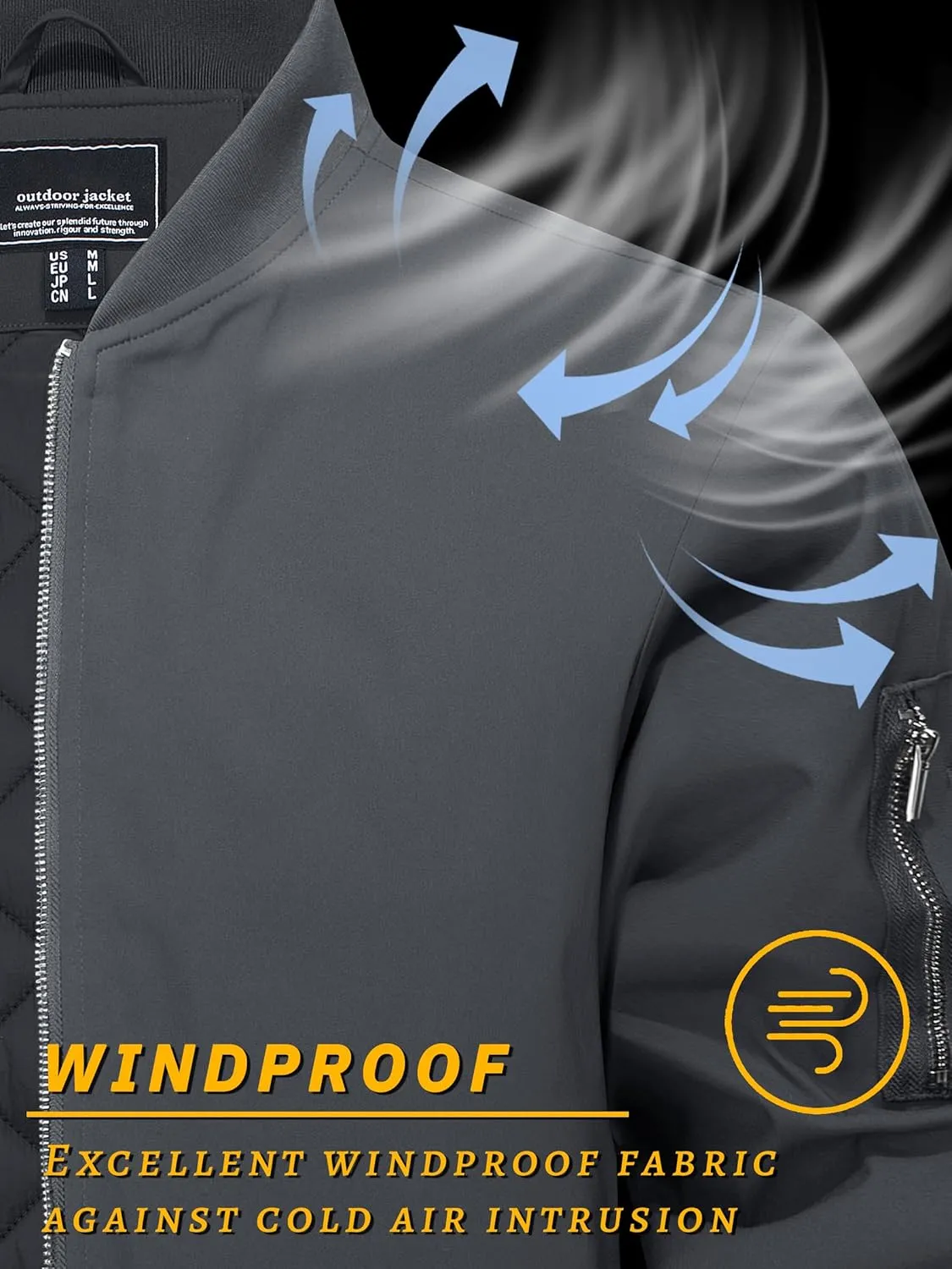 TACVASEN Men's Bomber Jackets Thermal Quilted Jacket Water Resistant Warm Winter Coats