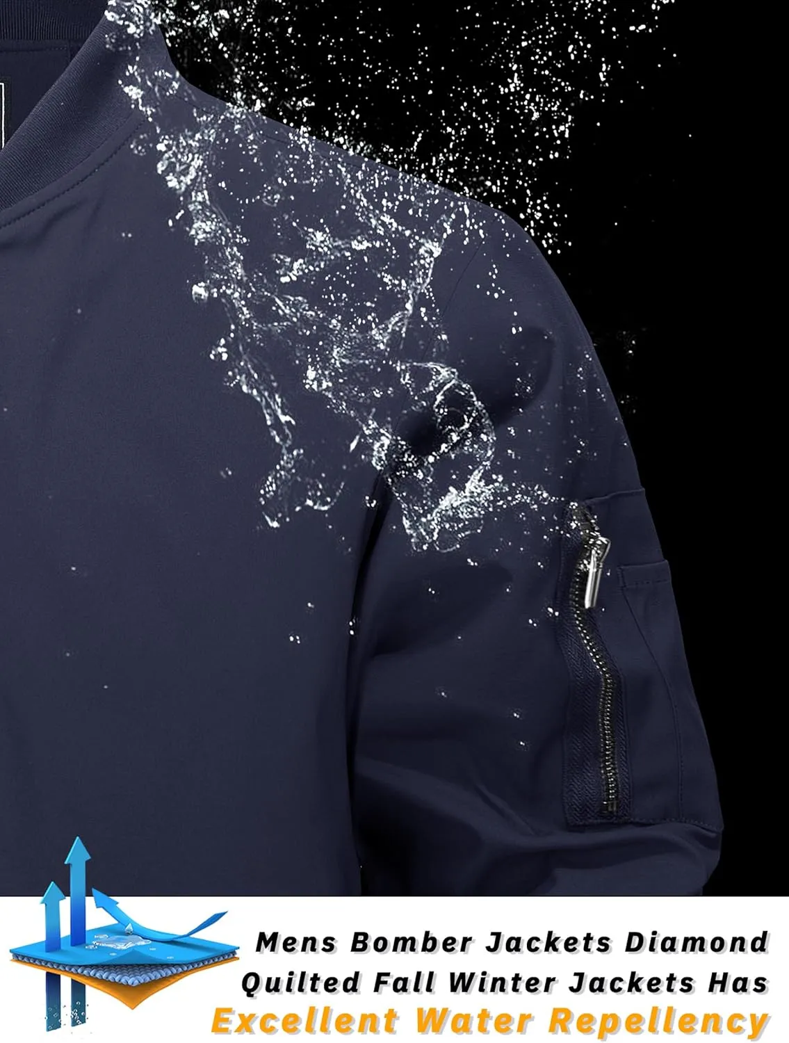 TACVASEN Men's Bomber Jackets Thermal Quilted Jacket Water Resistant Warm Winter Coats