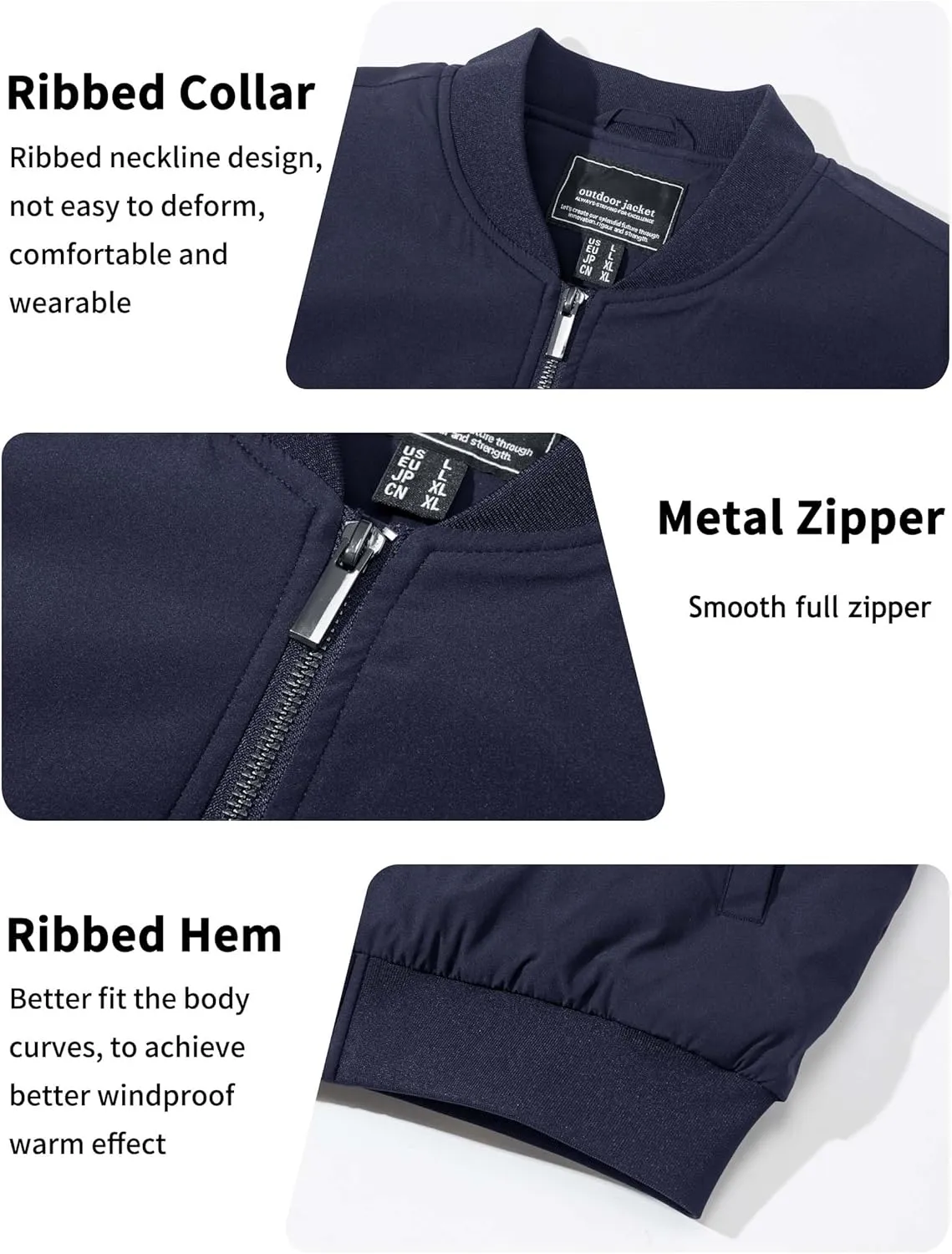 TACVASEN Men's Bomber Jackets Thermal Quilted Jacket Water Resistant Warm Winter Coats