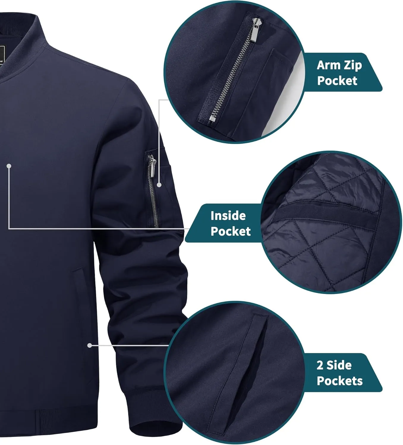 TACVASEN Men's Bomber Jackets Thermal Quilted Jacket Water Resistant Warm Winter Coats