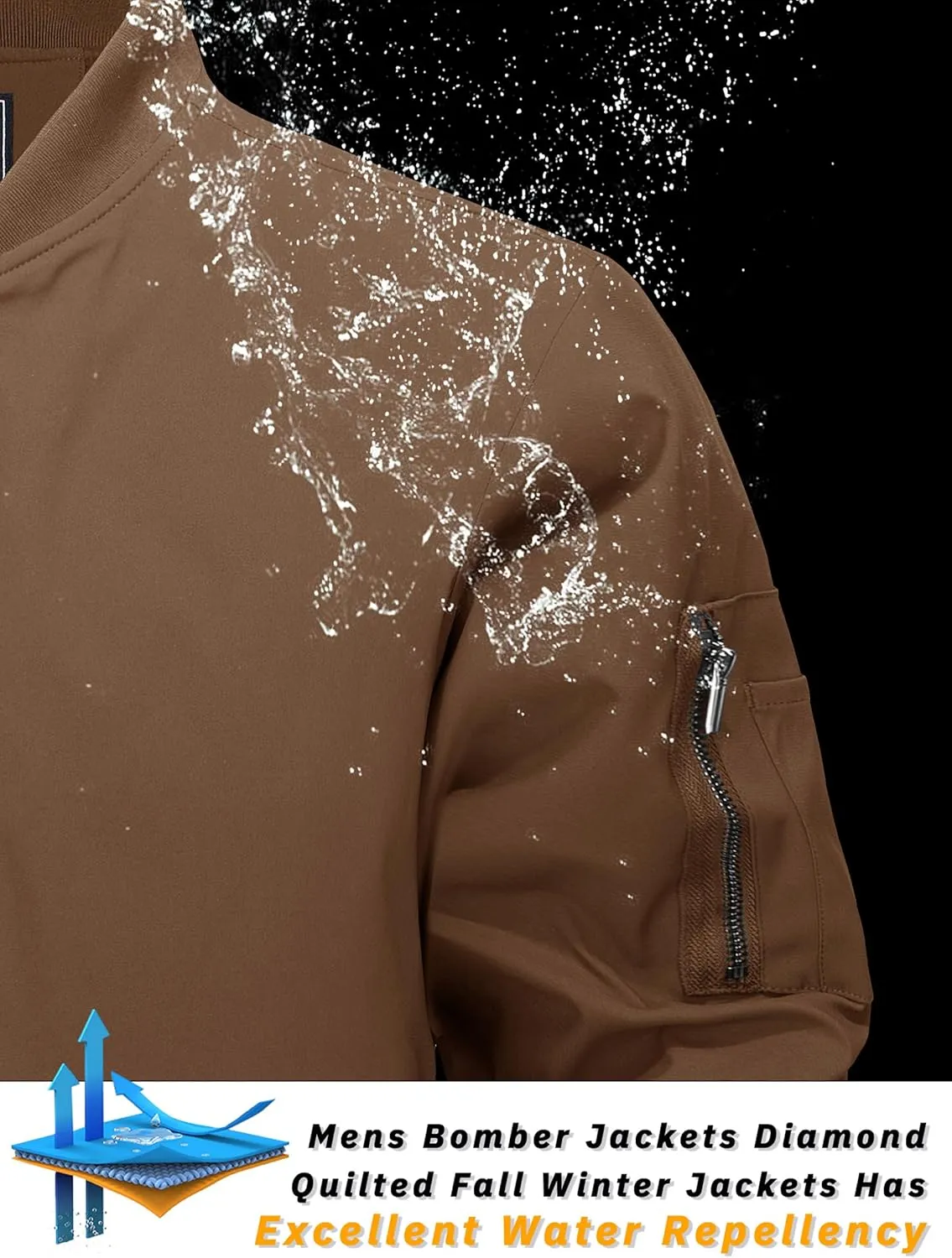 TACVASEN Men's Bomber Jackets Thermal Quilted Jacket Water Resistant Warm Winter Coats