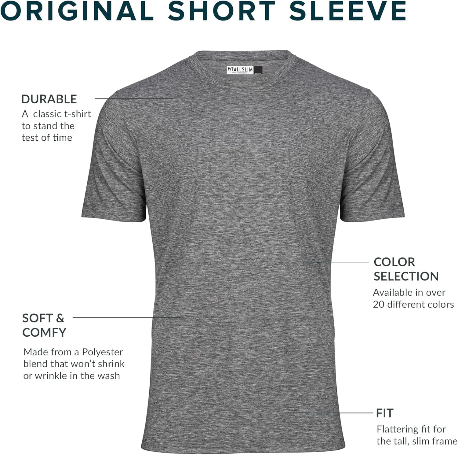TallSlim Men's Tall Slim-Fit Short Sleeve Crewneck T-Shirt - Extra Long, Slim Fit, Preshrunk Easy Care
