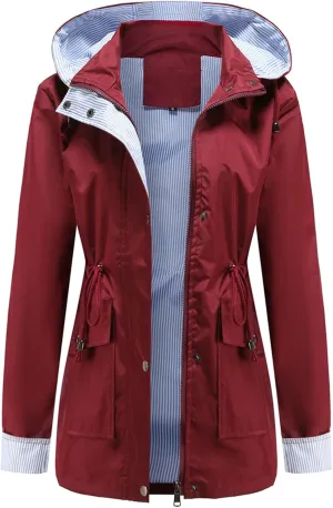 TARIENDY Women Rain Jacket Waterproof Outdoor Sportswear Casual Hiking Jacket Lightweight Travel Outerwear Hooded Raincoat