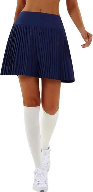 Tennis Skirts for Women with Shorts Trendy Pleated High Elastic Waist Sports Yoga Midi Skirts Flowy & Breathable
