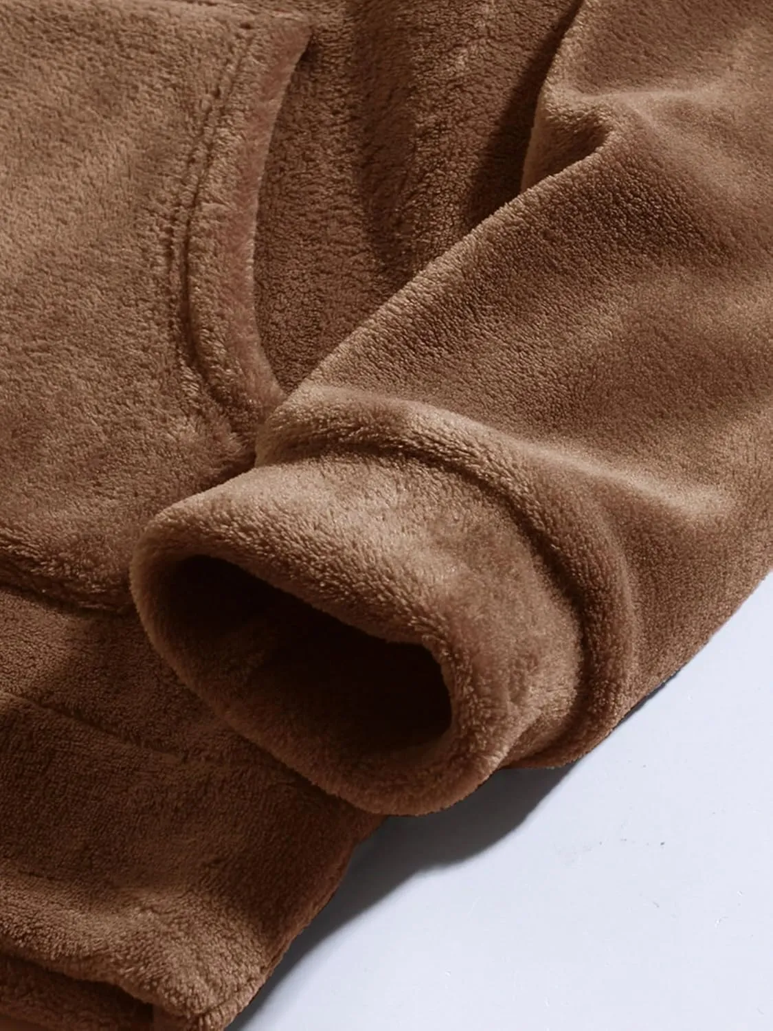 Thatrich Mens Fleece Sweatshirt Sherpa Hoodie with Cute Terry Bear Ears Oversized Long Sleeve Pullover Warm Winter Sweatshirt