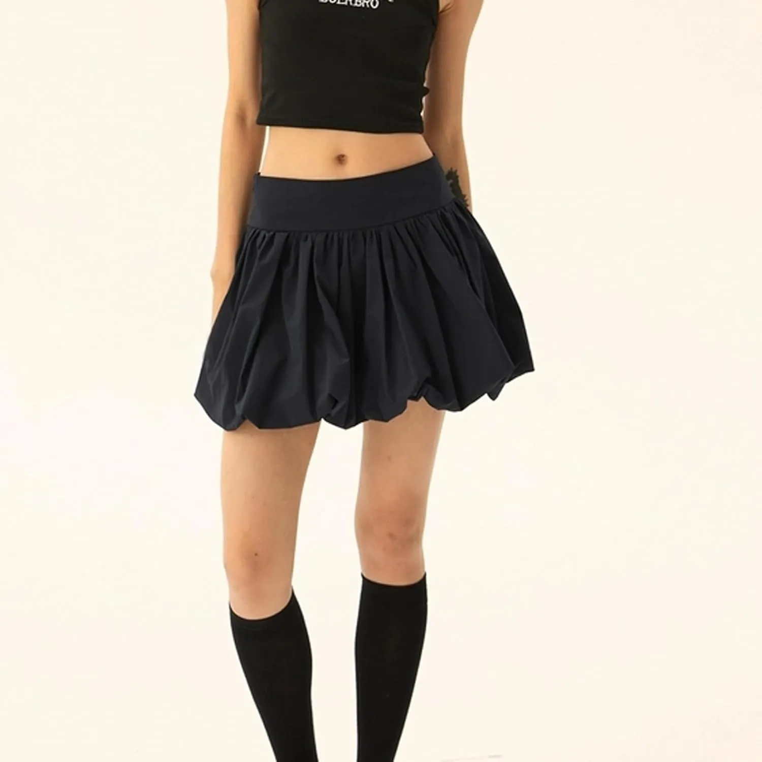 TICIFEN Women Y2K Bubble Skirt High Waist Ruffle Hem A Line Pleated Mini Short Skirt Puffy A-Line Flared Skirt Streetwear