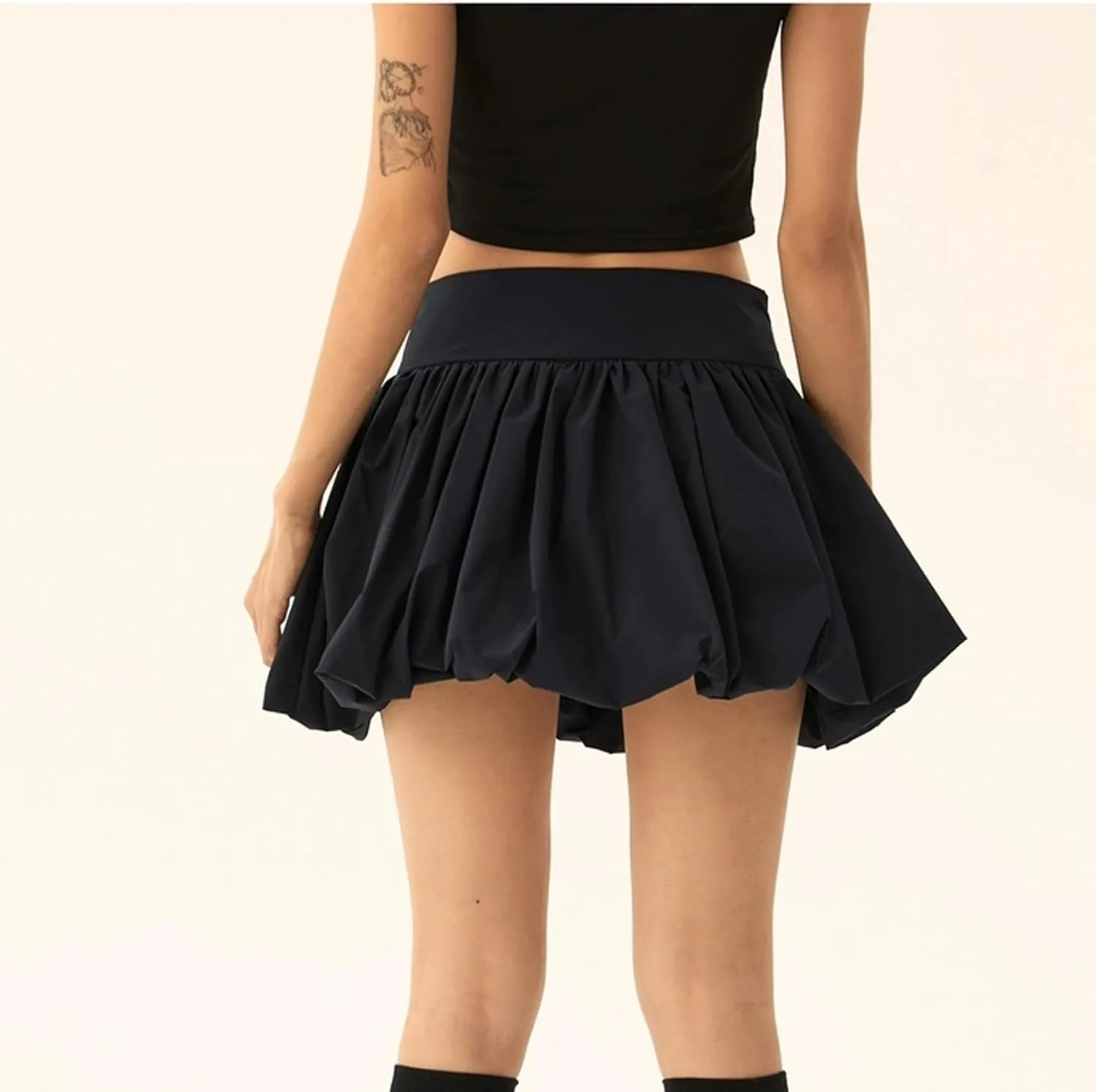TICIFEN Women Y2K Bubble Skirt High Waist Ruffle Hem A Line Pleated Mini Short Skirt Puffy A-Line Flared Skirt Streetwear