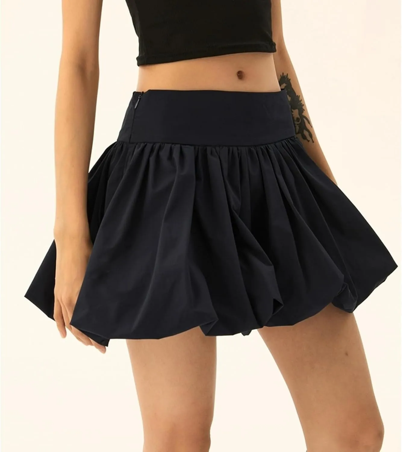 TICIFEN Women Y2K Bubble Skirt High Waist Ruffle Hem A Line Pleated Mini Short Skirt Puffy A-Line Flared Skirt Streetwear