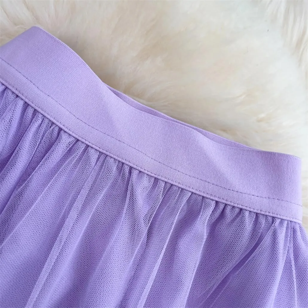 Tiered Maxi Tulle Skirt for Women Floor-Length A-Line Skirts Female Long Skirts
