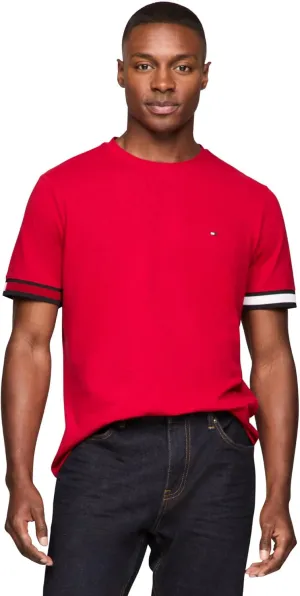 Tommy Hilfiger Men's Short Sleeve Breathable Cotton T-Shirts with Cuff Design
