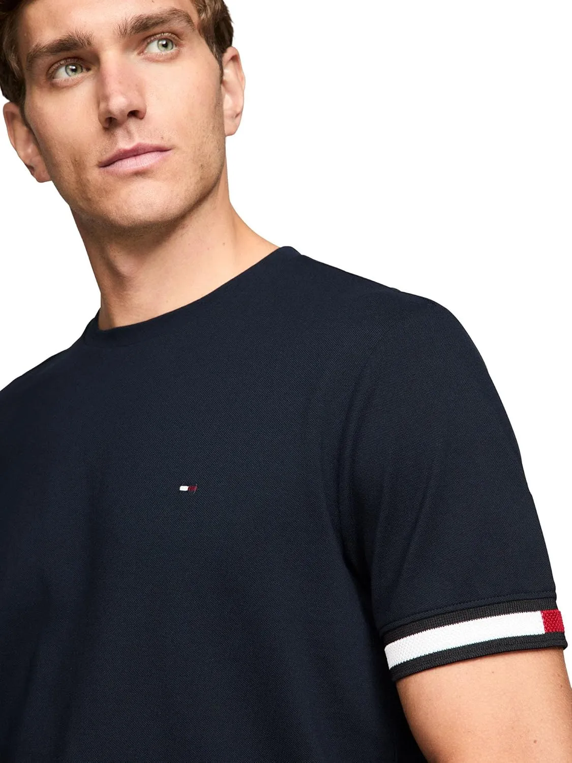 Tommy Hilfiger Men's Short Sleeve Breathable Cotton T-Shirts with Cuff Design