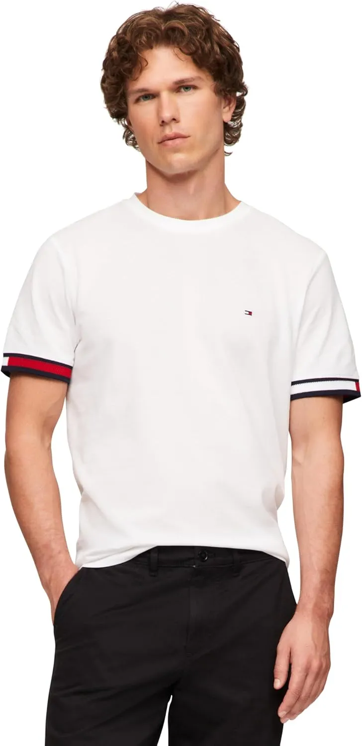 Tommy Hilfiger Men's Short Sleeve Breathable Cotton T-Shirts with Cuff Design