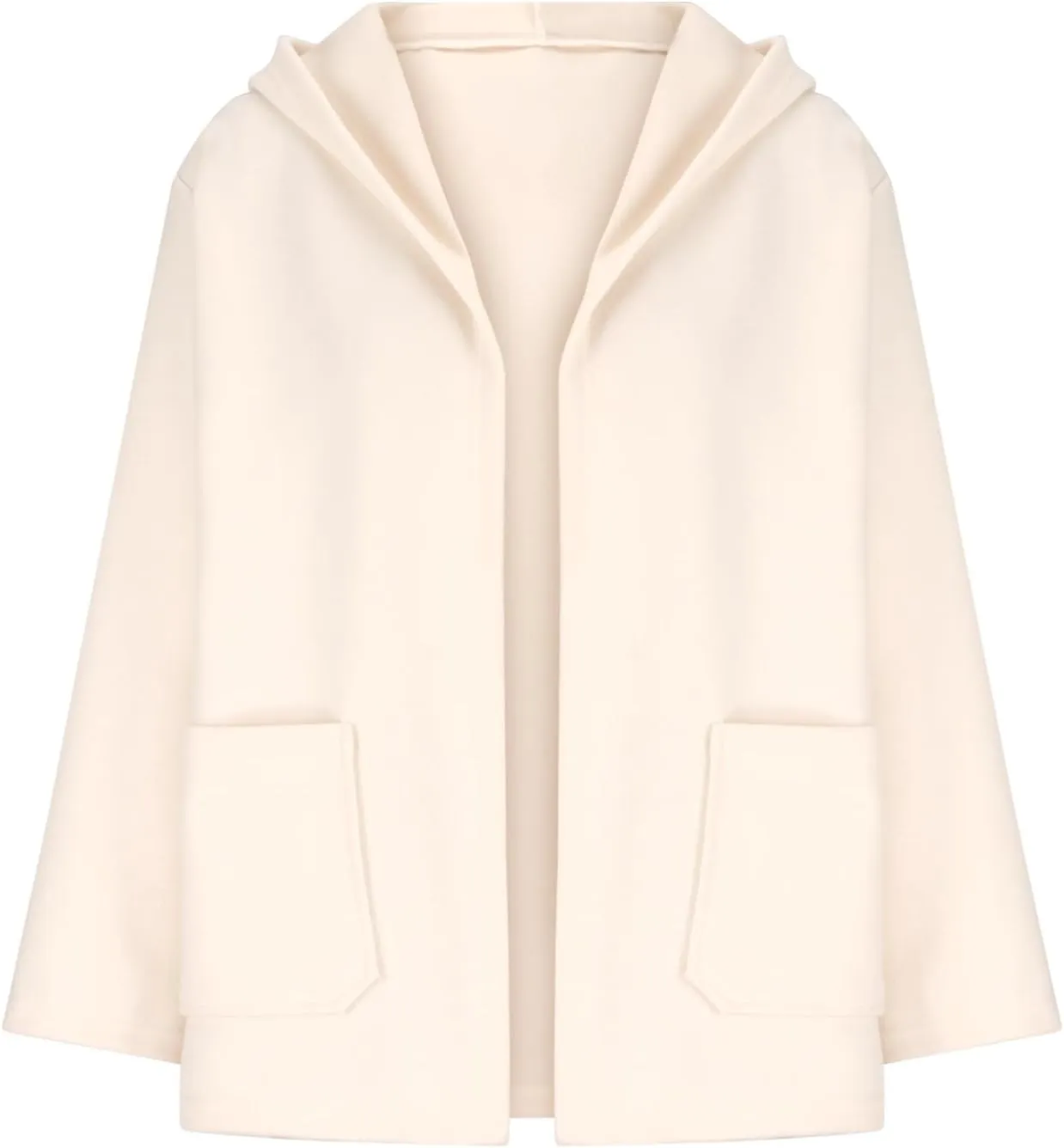 Trench Coats for Women Elegant Trendy Hooded Wool Blend Pea Coats Open Front Cardigan Outwear Winter Warm Overcoat