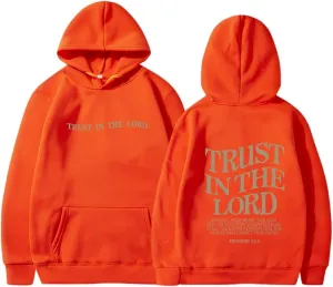 Trust in The Lord Letter Print Fashion Hoodies & Sweatshirts for Women Oversize Pullover with Kangaroos Pocket Drawstring Top