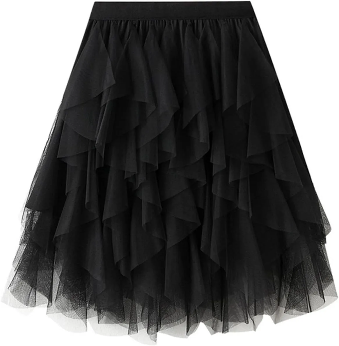 Tulle Skirts for Women A Line Dance Skirts Elastic Waist Flowy Skirts Layered Mesh Skirts Minin Irregular Tutu Skirts