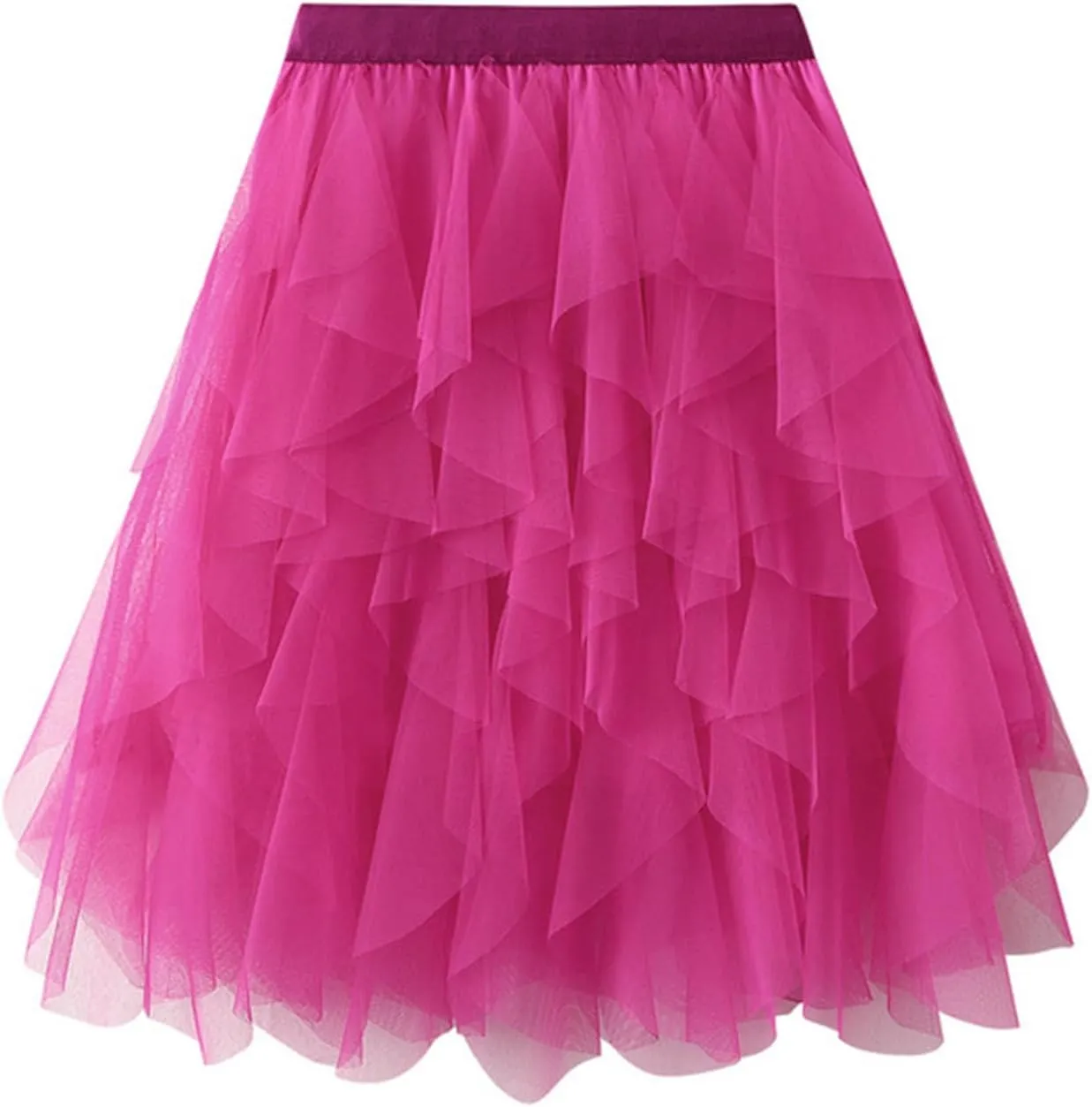 Tulle Skirts for Women A Line Dance Skirts Elastic Waist Flowy Skirts Layered Mesh Skirts Minin Irregular Tutu Skirts