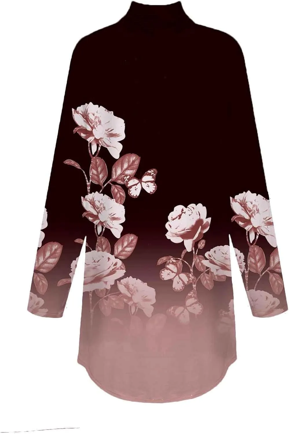 Turtle Necks Tops for Women Long Sleeve Shirts Mock Turtleneck Dressy Blouses Drop Shoulder Long Tunic Top