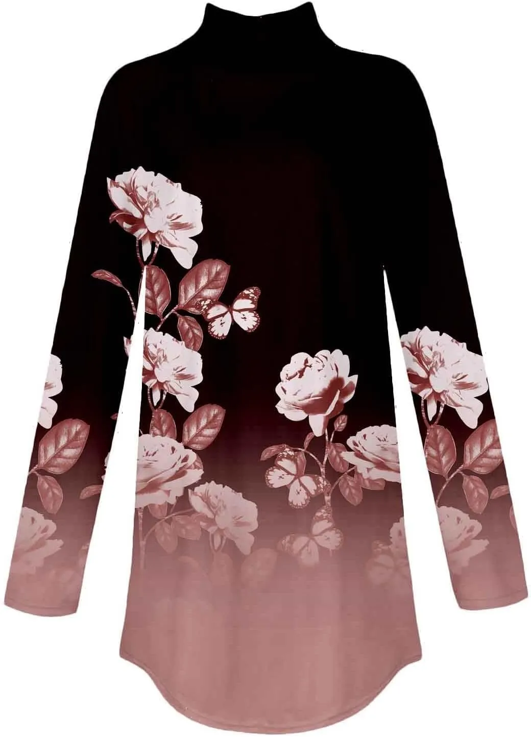 Turtle Necks Tops for Women Long Sleeve Shirts Mock Turtleneck Dressy Blouses Drop Shoulder Long Tunic Top