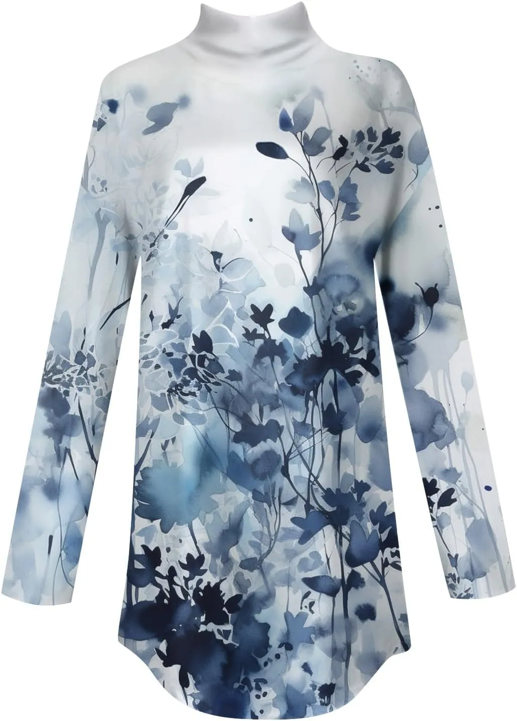 Turtle Necks Tops for Women Long Sleeve Shirts Mock Turtleneck Dressy Blouses Drop Shoulder Long Tunic Top