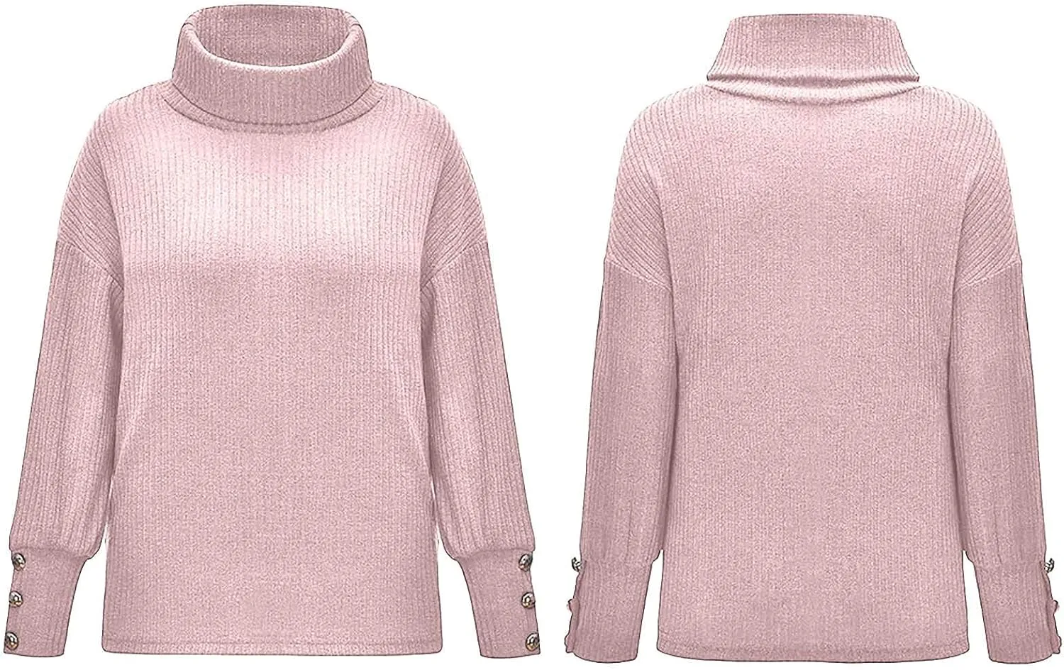 Turtleneck Sweaters for Women Solid Color Sweater Casual Trendy Sweater Loose Fitting Sweaters Trendy Tops for 2024