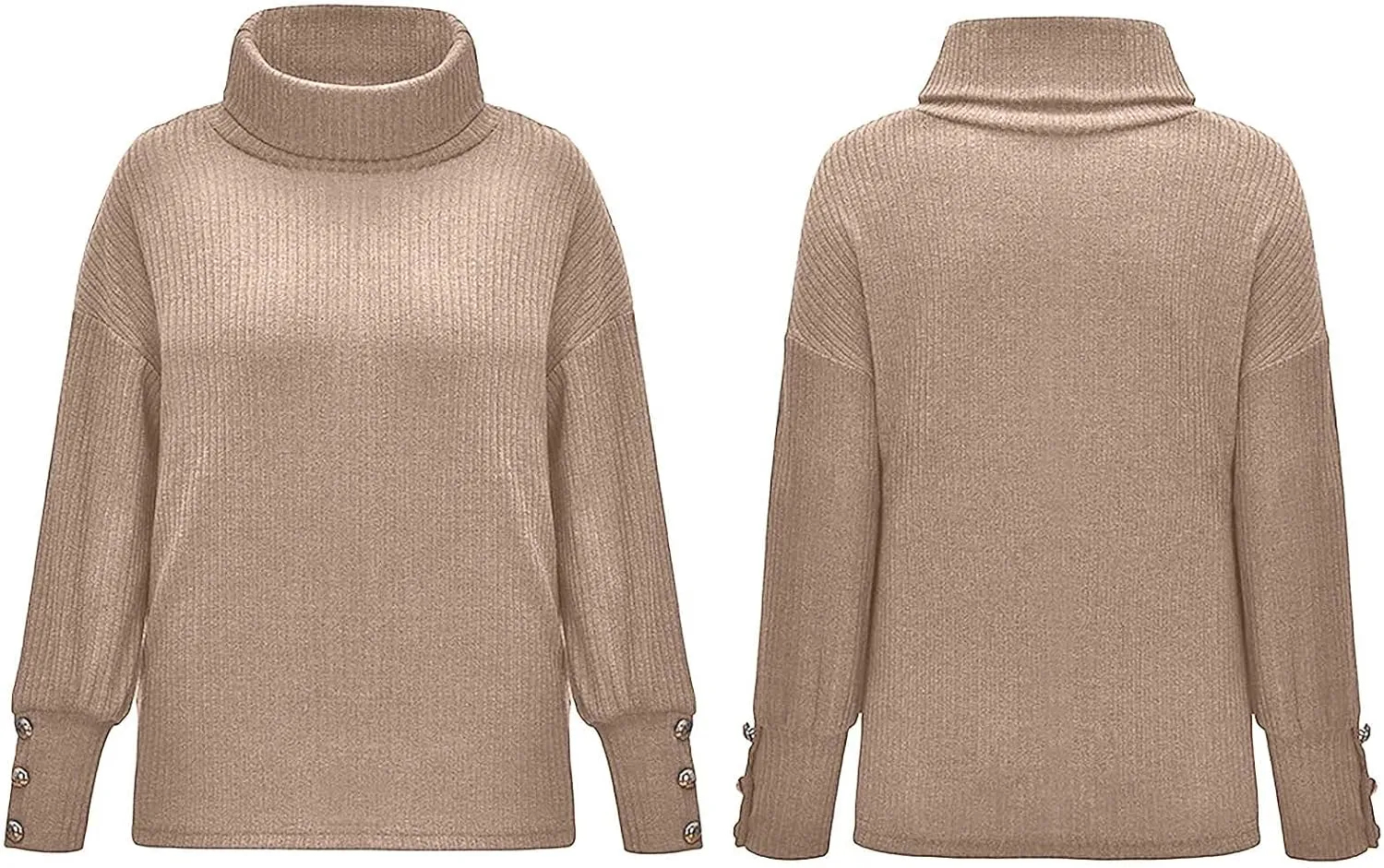 Turtleneck Sweaters for Women Solid Color Sweater Casual Trendy Sweater Loose Fitting Sweaters Trendy Tops for 2024