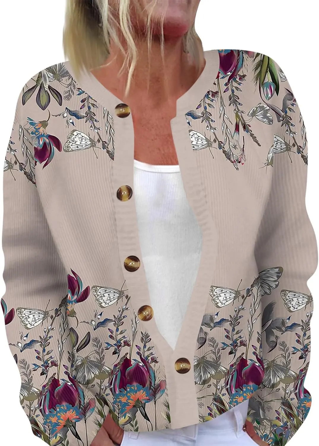 Ugly Christmas Sweater for Women Cute Xmas Open Front Button Down Sweater Cardigans Winter Knitted Outwear Coat