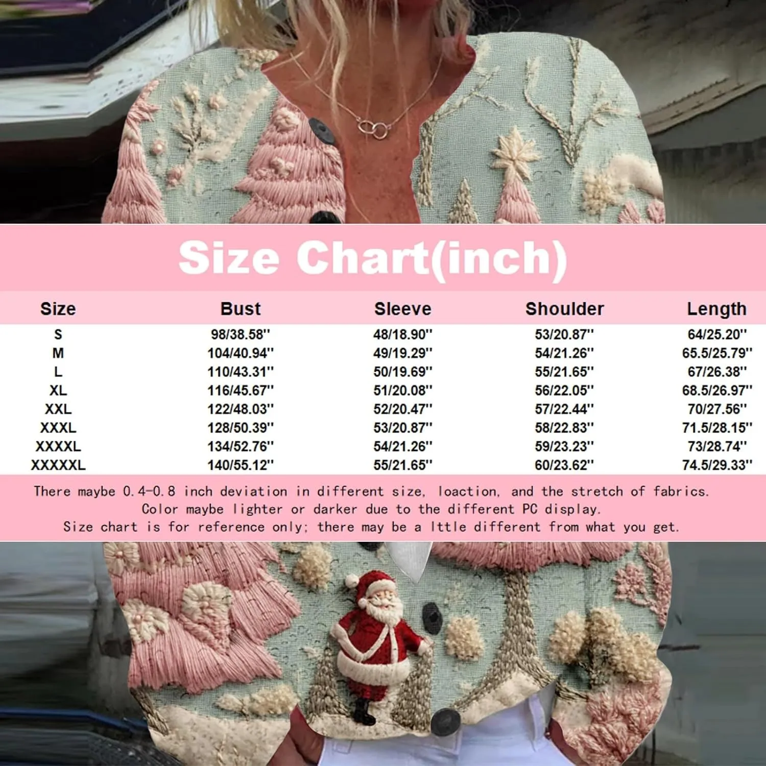 Ugly Christmas Sweater for Women Cute Xmas Open Front Button Down Sweater Cardigans Winter Knitted Outwear Coat