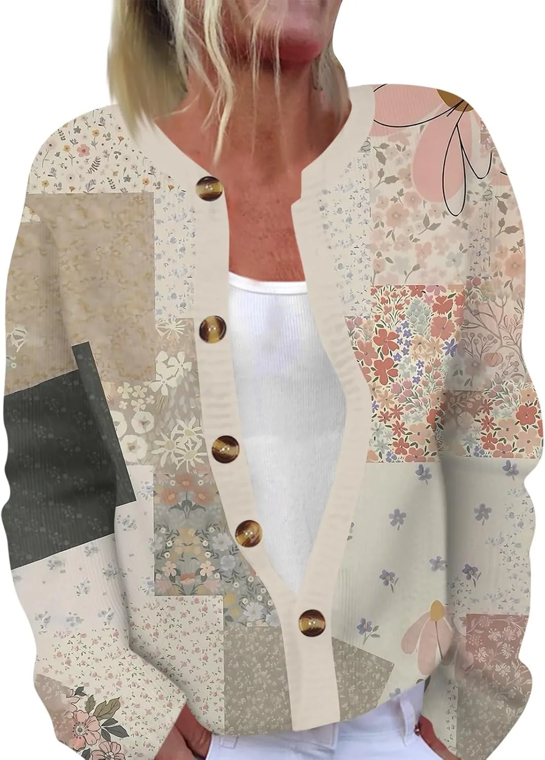 Ugly Christmas Sweater for Women Cute Xmas Open Front Button Down Sweater Cardigans Winter Knitted Outwear Coat