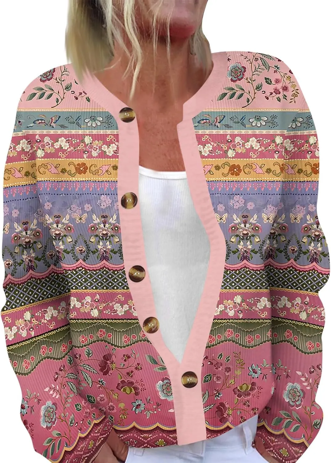 Ugly Christmas Sweater for Women Cute Xmas Open Front Button Down Sweater Cardigans Winter Knitted Outwear Coat