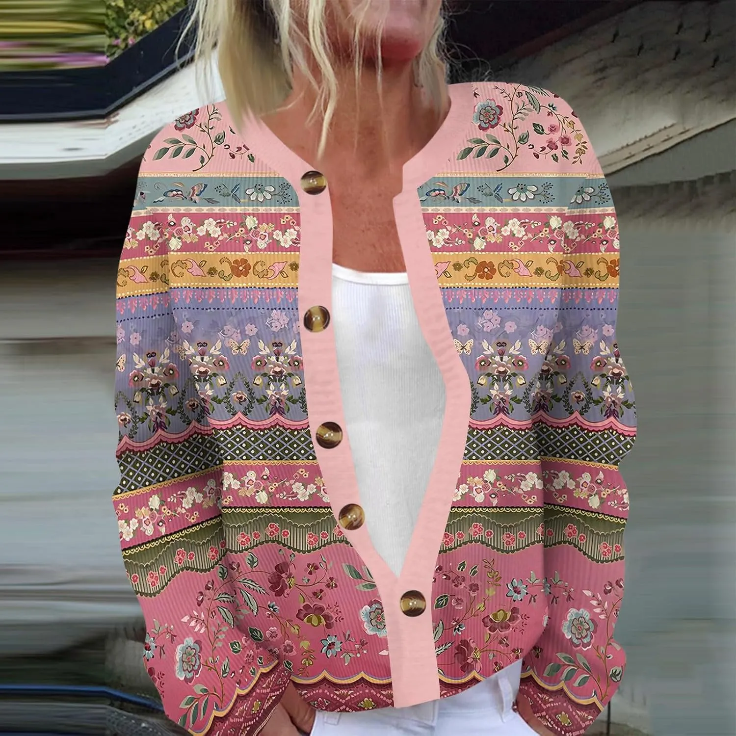 Ugly Christmas Sweater for Women Cute Xmas Open Front Button Down Sweater Cardigans Winter Knitted Outwear Coat