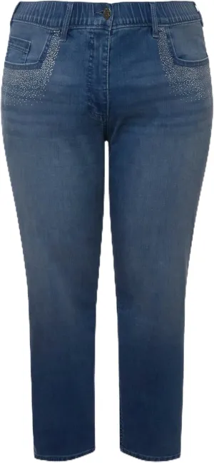 Ulla Popken Womenswear Plus Size Curvy Rhinestone Detail Stretch Fit Skinny Jeans 827970