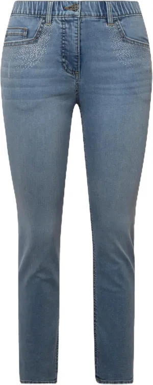 Ulla Popken Womenswear Plus Size Curvy Rhinestone Detail Stretch Fit Skinny Jeans 827970