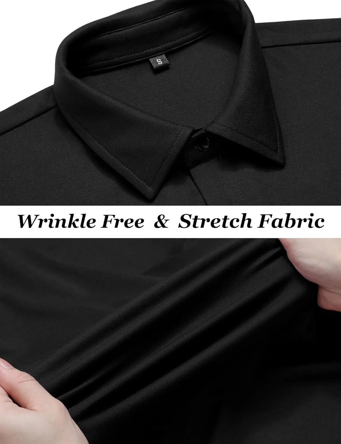 URRU Men's Muscle Dress Shirts Slim Fit Stretch Wrinkle Free Short Sleeve Casual Button Down Shirts