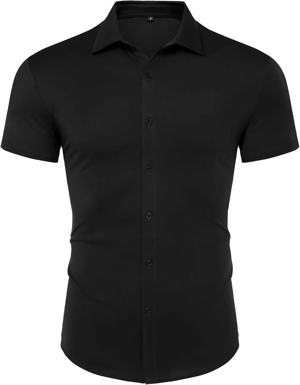 URRU Men's Muscle Dress Shirts Slim Fit Stretch Wrinkle Free Short Sleeve Casual Button Down Shirts