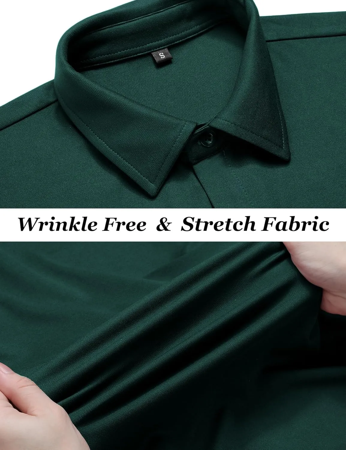 URRU Men's Muscle Dress Shirts Slim Fit Stretch Wrinkle Free Short Sleeve Casual Button Down Shirts