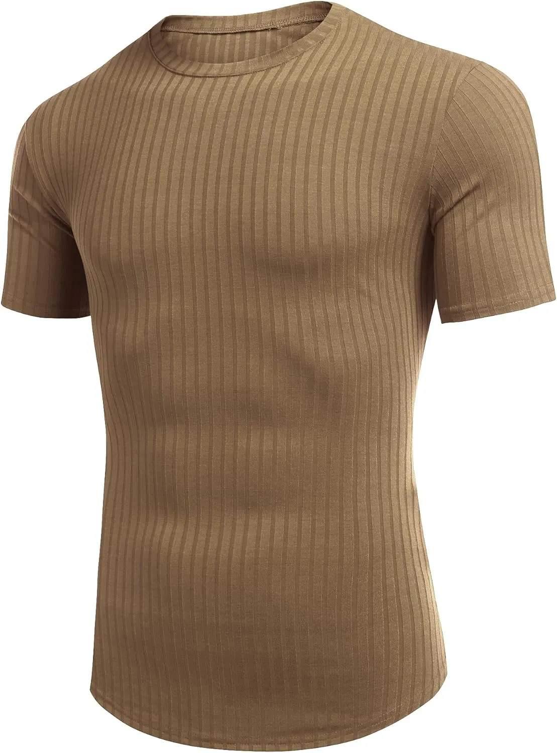 URRU Men's Muscle T Shirts Stretch Short Sleeve Bodybuilding Workout Casual Slim Fit Tee Shirts