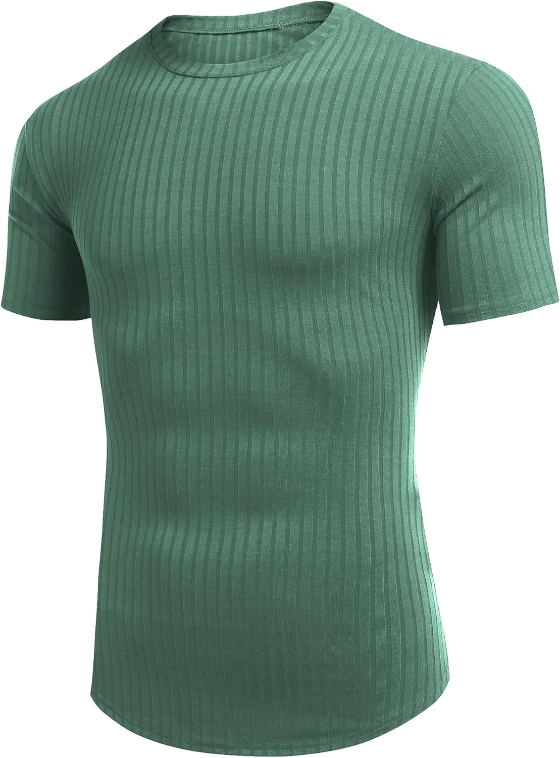 URRU Men's Muscle T Shirts Stretch Short Sleeve Bodybuilding Workout Casual Slim Fit Tee Shirts