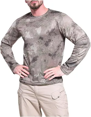UV Shirts for Men Lightweight Camo Sun Protection Shirts UPF 50   Long Sleeve Outdoor T-Shirts Crewneck Quick Dry Tees