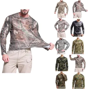 UV Shirts for Men Lightweight Camo Sun Protection Shirts UPF 50   Long Sleeve Outdoor T-Shirts Crewneck Quick Dry Tees