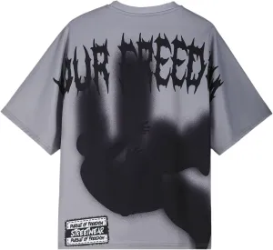 Verdusa Men's Oversized Graphic Tees Letter Print Short Sleeve Loose Fit Summer Tops