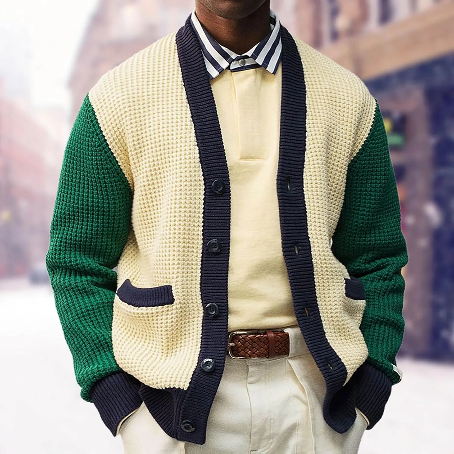 Vintage Cardigan Sweaters for Men Western Print Sweater Lightweight Knit Cardigan Casual Button Down Sweaters
