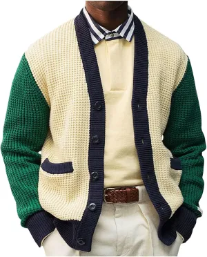Vintage Cardigan Sweaters for Men Western Print Sweater Lightweight Knit Cardigan Casual Button Down Sweaters