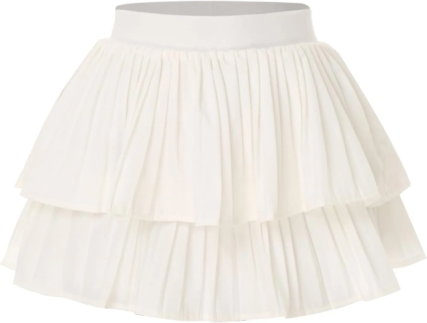 Vxuxlje Women's High Waist Pleated A-line Mini Skirts Double Layered Ruffled Skirts Culotte